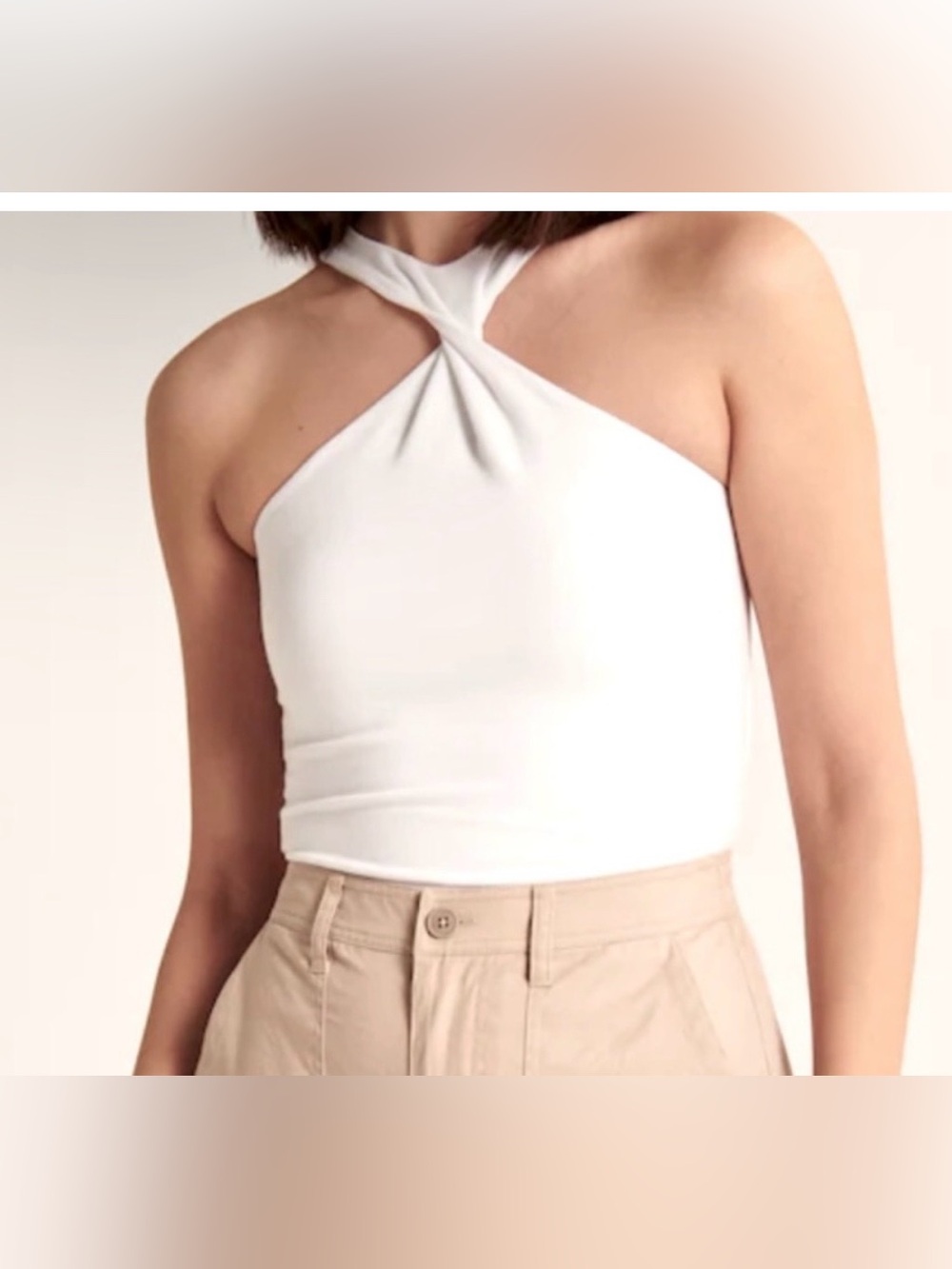 Abercrombie & Fitch White Twist Halter Crop Tank